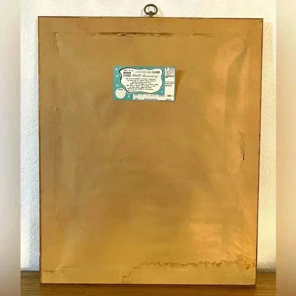 Vintage MCM Turner Hand Colored Italian Scene Glass Framed Artwork